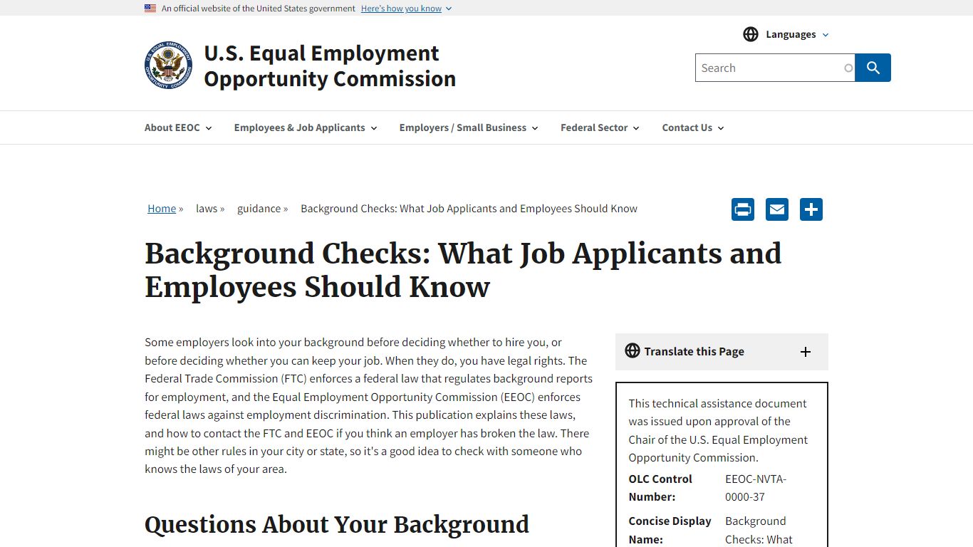 Background Checks: What Job Applicants and Employees Should Know - US EEOC